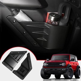 Mabett Front Door Storage Pockets for Ford Bronco Accessories 2021 2022 2023 2024 2025 2026, Side Door Organizer Box fit Bronco 2/4-Door, Insert Cup Holder(2PCS)