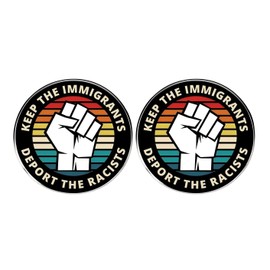 2 Pcs Keep the Immigrants Deport the Racists Pins, Anti-Deportation Pro-Immigrant Fist Round Button Pins, Men's and Women's Activity Metal Alloy Badges