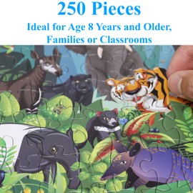 Think2Master Colorful Rainforest Jungle 250 Pieces Jigsaw Puzzle Fun Educational Toy for Kids, School & Families. Great Gift for Boys & Girls Ages 8+ to Stimulate Learning. Size: 14.2” X 19.3”