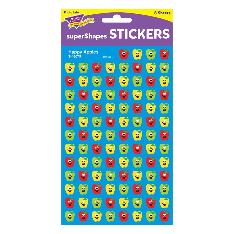 Trend Happy Apples superShapes Stickers, Classroom Incentives, 800 Count