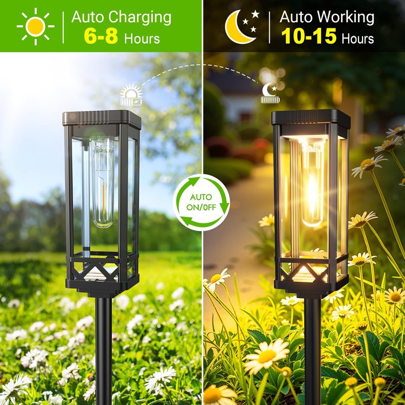 KOOPER Taller Solar Pathway Lights Outdoor, 8 Pack Upgraded Brighter