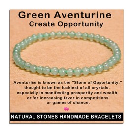 AD Beads Handmade Gemstone Stretch Elastic Bracelet Crystal Healing Reiki Nature's Beauty and Spiritual Essence Unisex (4mm, Green Aventurine (Opportunity))