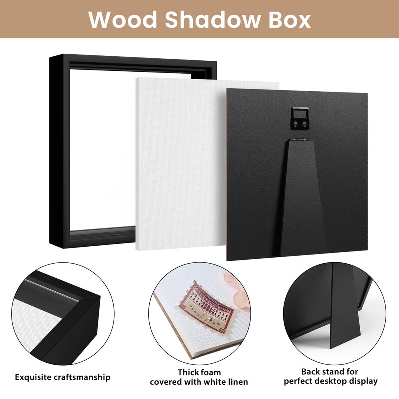 Califortree 5x5 Small Shadow Box Picture Frame with Soft Linen
