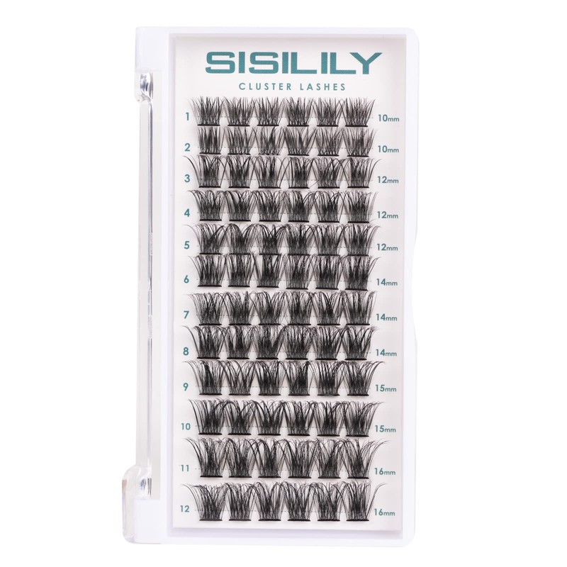 SISILILY Individual Eyelashes, 72 Clusters, 3D Fake Lashes, Eyelash Clusters,