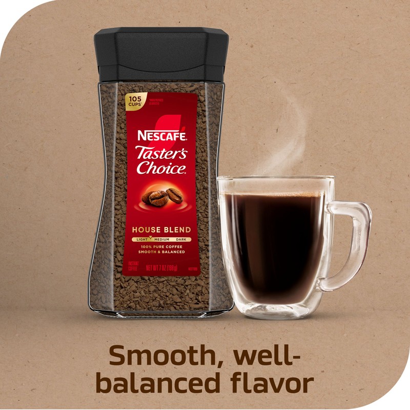 NESCAFÉ Taster's Choice Instant Coffee, Light Medium Roast, House Blend,