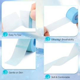 LZM Lash Tape for Eyelash Extensions - Eyelash Tape Silicone Gel Eyelash Extension Tape for Sensitive Skin Pain-Free Removal Lash Extensions Tape (0.5in x 4yd, 4Rolls, Pink+Blue)