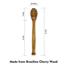 KYVANDO Brazilian Cherry Wood Honey Dipper - Durable & Warp-Resistant, Preserves Honey Purity, 2pcs, 6.3 Inch