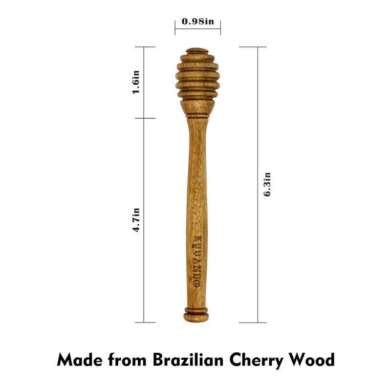 KYVANDO Brazilian Cherry Wood Honey Dipper - Durable & Warp-Resistant,