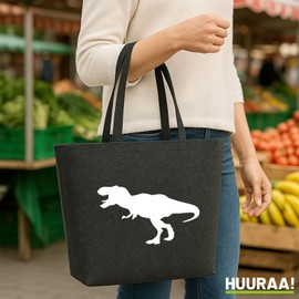 Huuraa Filz Shopper Tyrannosaurus Rex Dinosaurier Geschenk 22 Liter Charcoal Melange Filz Tyrannosaurus Rex Geschenkidee