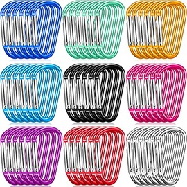 Shimeyao 180 Mosquetones Pequeños de Aluminio de 1.8 Pulgadas Clips de Hebilla de Llavero Mini Anillo de Cierre en Forma de D de Aluminio Gancho de Resorte para Mochila Botella (Multicolor)