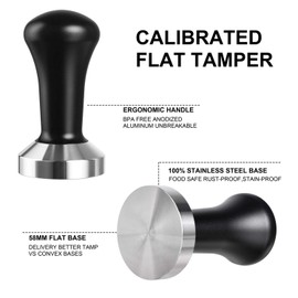 58mm Espresso Tamper, SANTOW Barista Coffee Tamper with Flat Stainless Steel Base – Professional Espresso Hand Tamper