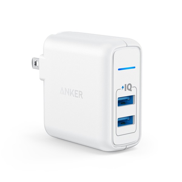 Anker PowerPort 2 Elite (24 W, 2 Port Rapid USB Charging) [With Folding Plug / PowerIQ Function / Perfect for Travel], whites
