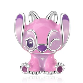 Doyafer 925 Sterling Silver Charms Cute Pink Alien Dog Bead Women'S Bead Charm, Compatible With Women'S Bracelet Jewelry Gifts