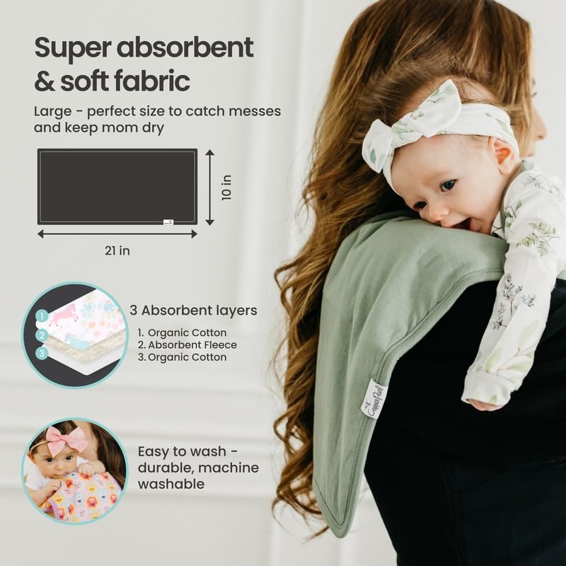 Copper Pearl Premium Baby Burp Cloths - 3-Pack Large Cotton
