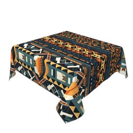 HYTTER Waterproof Decorative Tablecloth 54"x54" Square Warm and Soft Feel, Good Wrinkle Resistance, Washable and Reusable African Tribal Ethnic Texture Pattern