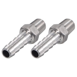 sourcing map Hose Nozzle Hose Connector 8 mm AD x 1/8PT Male Thread 304 Stainless Steel Pipe Connector Hose Adapter Water Connection Extension Pack of 2