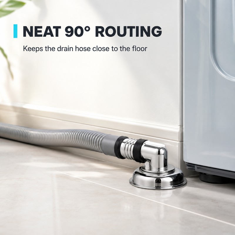 Washing Machine Floor Drain Connector with 90° Hose Adapter