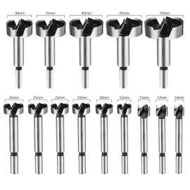 Forstner Bit Set 15 pcs - HPHOPE Forstner Bits for Wood, Wood Drilling with Round Shank, Drill Accessories, Ø10-50mm with Storage Case