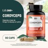 LIFE 360 Cordyceps Extracto Puro de Hongo Cordyceps 1200mg, 90