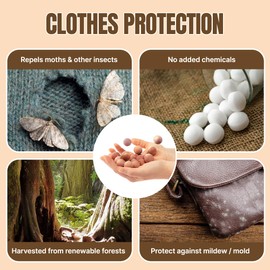 50 Cedar Balls for Clothes - Fresh Smell for Closets and Drawers - Protection for Garments - Cedarwood Closet Freshener & Protects from Moths - Wood Block for Drawer & Storage