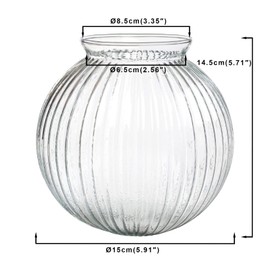 Yosoan 1-Light Striped Round Glass Replacement Shade Lamp, Clear Globe Lampshade 1 Bulb for Wall Sconce Hanging Pendant Light Ceiling Light for Living Room Kitchen Bedroom Bedside Hallway Stairwell