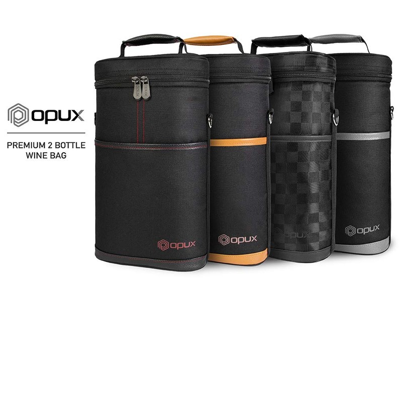 opux 2 Bottle Wine Carrier Tote, Insulated Leakproof Wine Cooler