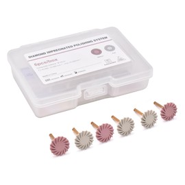 Angzhili 6Pcs Dental Composite Resin Polishing Wheel,14mm Diamond Impregnated 2-Step Polishing System Kit Medium/Fine,Rubber Spiral Tooth Polisher