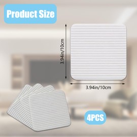 Anti Slip Rug Pads Grippers, White Washable Grippers for Rug, Vacuum Tech Grippers for Mat Carpet Grips, Stop Mat Slipping on Laminate Floor (10 x 10 cm 4 pieces)