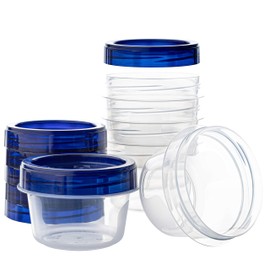 PLASTICPRO Deli Containers Clear bottom With blue Top Twist on Lids Reusable, Stackable, Food Storage Freezer Container (6, 4 OUNCE)