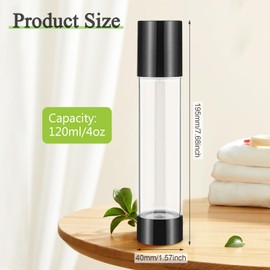 6 Pack 120ml/4oz Airless Pump Bottles Refillable Vacuum Pump Dispenser Plastic Cosmetic Container for Makeup Foundation Moisturizer Shampoo Toiletry