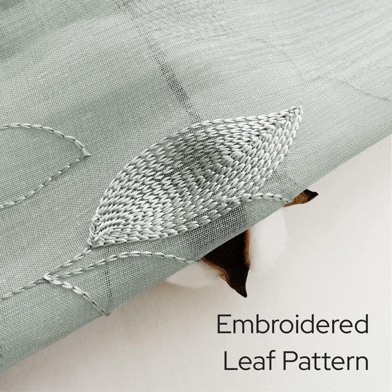 HOMEIDEAS Sage Green Sheer Kitchen Curtains 30 X 24 Inch