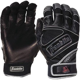 Franklin Men's Batting Gloves, Power Strap Chrome, Black, L