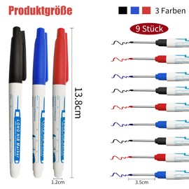 Drill Hole Marker, Deep Hole Marker, Marking Tool, 30 mm Extra Long Tip, Deep Hole Marker Pencil, for DIY Work on Wood, Cardboard, Steel Plate Marker Pens for Carpenters, Builders, 3 Colours, Pack of