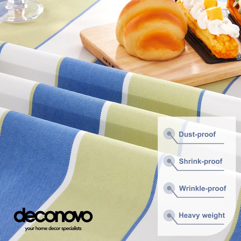 Deconovo Water Resistant Striped Tablecloth Wipeable Rectangular Table Cover Decorative
