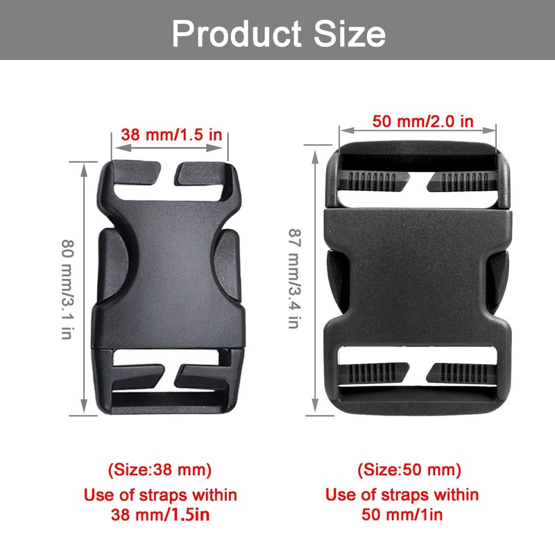 YJFY Pack of 2 Buckles Click Lock Backpack Strap Buckle