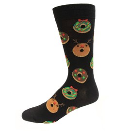 Hot Sox Kid's Christmas Donut Crew Sock 1 Pair, Black, Medium/Large