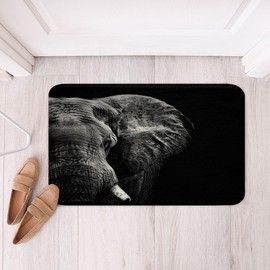 Elephant Bathroom Rugs for Girls Boys Kids 3D Wild Animal Pattern Btah Rugs for Shower Tubative Ethnic Elephant Print Bath Mats for Bathroom Black Bathroom Accossories 16"x24"