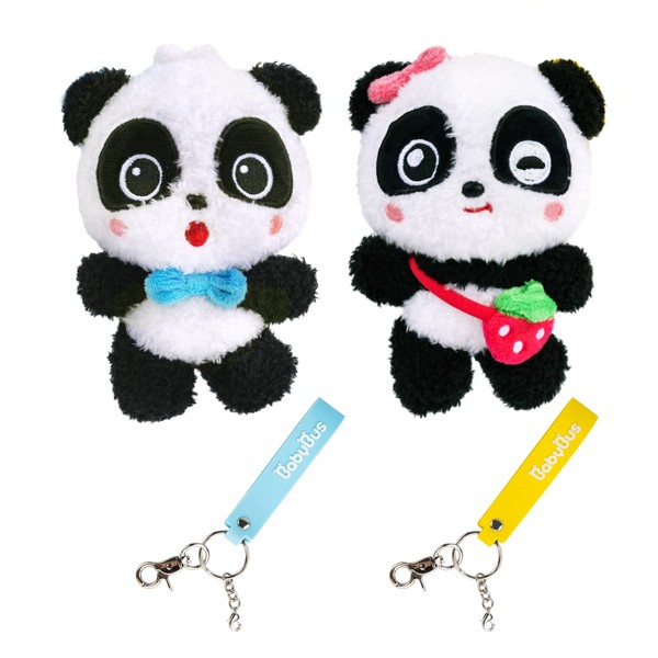 BabyBus Kiki Miu Fuzzy Keychain, Panda, Keychain, Stuffed Animal, Multi-functional Key Ring, Bag Decoration, Birthday Gift, Christmas, Children's Day, Children's Toy, Baby Bath Keychain