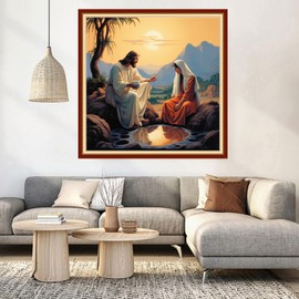 DMCVIVR Stamped Cross Stitch Kits for Beginners Adults Needlepoint Kits for Beginners Embroidery Kits for Adults Crossstitch Kit for Beginners 11CT-Jesus Preaching 18x18 inch