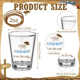 Roshtia 36 Set Cowboy Baby Shower Favors for Guests Clear Acrylic Shot Glasses Thank You Tags Keychains Organza Bags Party Supplies for Girl Gender Reveal Favor