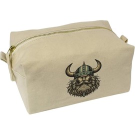 'Viking Warrior Head' Canvas Wash Bag/Makeup Case (CS00039730)