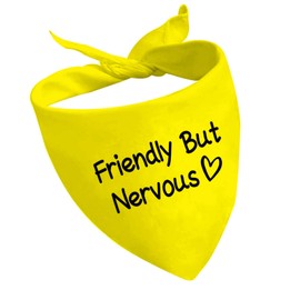 1 Piece Friendly But Nervous Dog Bandana Nervous Anxious Dog Bandana Nervous Dog Gear (Friendly But Nervous D2)