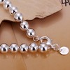 PMANY 925 Sterling Silver Plated Round Beads Bracelet, 8mm