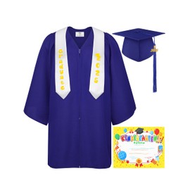 SOMSOC - Juego de 5 estola de graduación para preescolar 2025 con certificado de borla 2025 para niños, Azul Real, Medium
