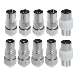 KeyQueen 10 PCS TV Aerial Connectors, 4 * Male, 4 * Female and 2 * Female to Female Aerial Coaxial Couplers TV Aerial Coaxial Cable Connectors Adaptor Coaxial Connector Coax RF Cable Plug