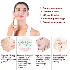 03 Roller Massager, Shape V Face Massager V Face Massager Roller Face Eye Massager for Home Girls Salon