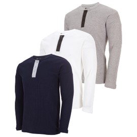 DARESAY 3 Pack: Thermal Shirts for Men- Henley & Crew Long Sleeve Shirts for Men – Mens Long Sleeve Shirts