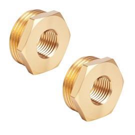 lasuroa 2pcs Brass Reducer Hex Bushing, 3/4" NPT Male to 1/4" NPT Female Heavy Duty Threaded Pipe Fitting Reducer Adapter for Plumbing Gas Hydraulic Systems