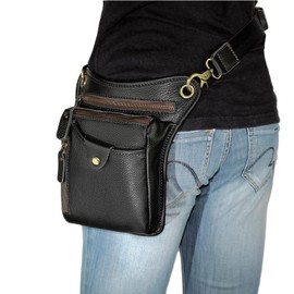 LXFF - Riñonera de piel auténtica para motocicleta, para hombre y mujer