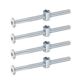 uxcell 4Pcs Bed Frame Bolts, M6 x 80mm Hex Socket Head Screws Bolts Barrel Nuts Bunk Bed Bolts Furniture Screws with Rice-Shaped Head Barrel Nut for Chairs Cots, Silver